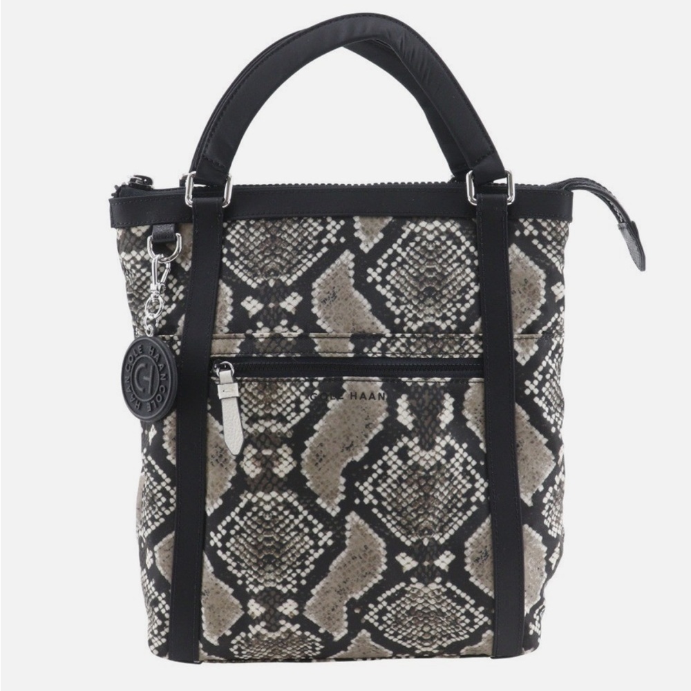 Cole Haan Small Grand Ambition Convertible Nylon Backpack Snake Print NWOT